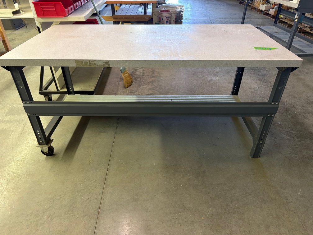 72"x36" wood top metal work bench w/castors