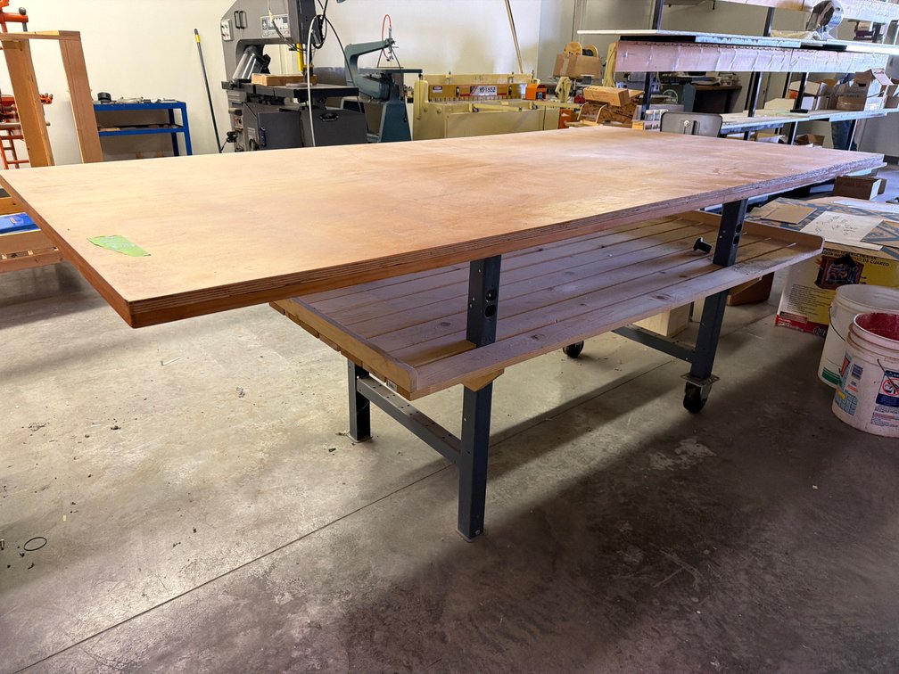 96"x48" wood top metal work bench w/castors