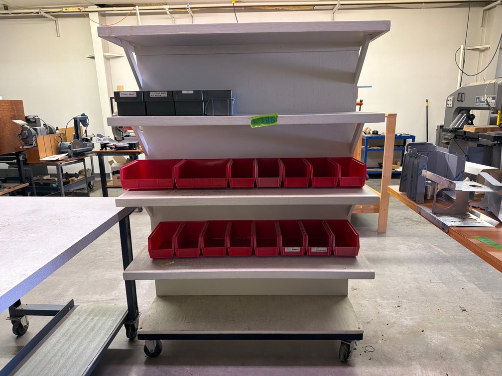 49.5"x42" wood top steel double sided shelving w/castors
