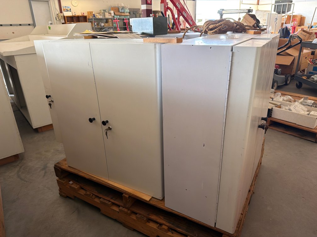 4 metal automotive electrical parts cabinets w/stock