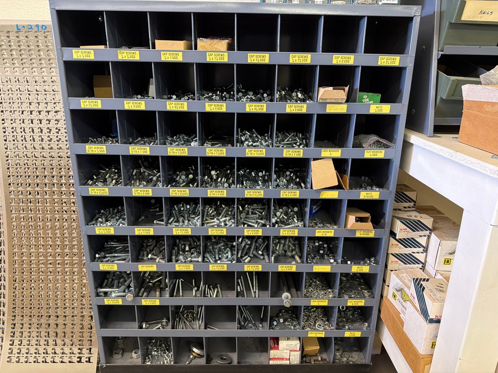 metal bolt bin w/stock