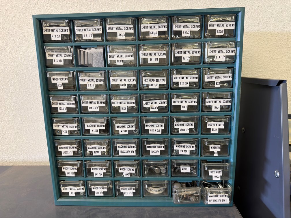 bench top bolt bin