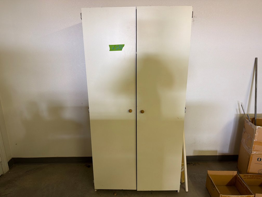 70"x36" wood shop cabinet w/stock