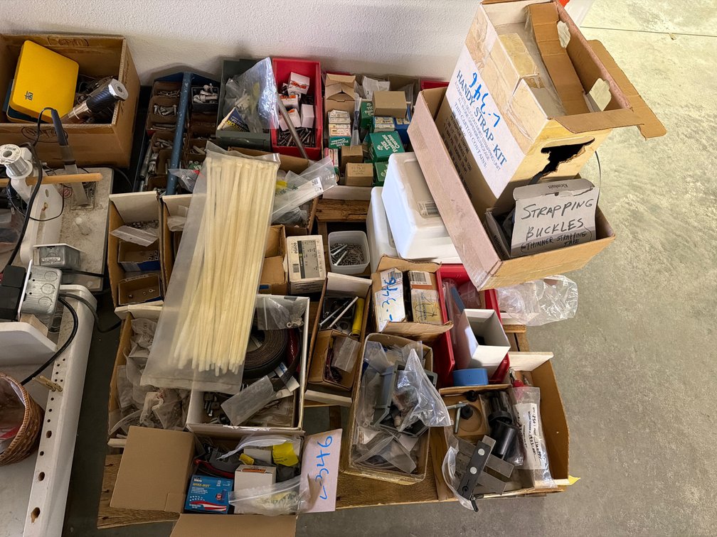assorted bolts, hardware