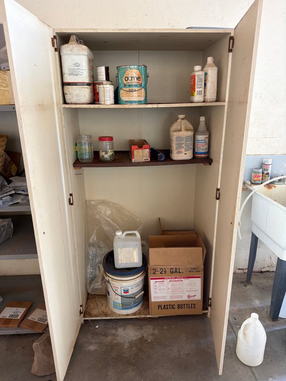 shop cabinet, surfactant, supplies