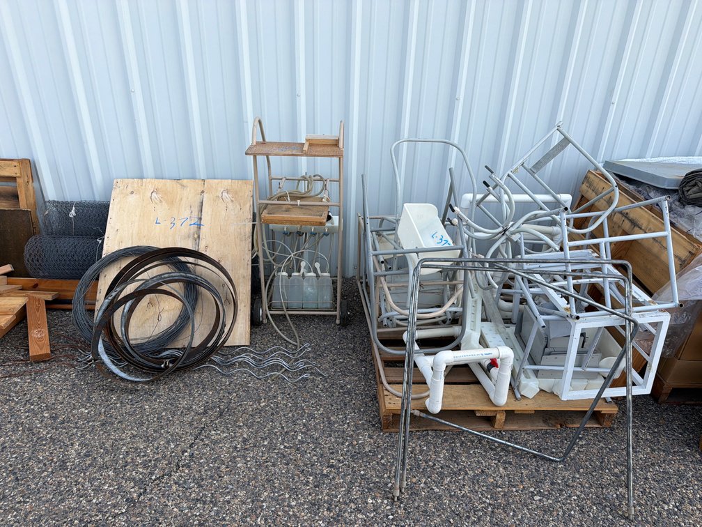 metal and pvc framework, chicken wire, barrel straps