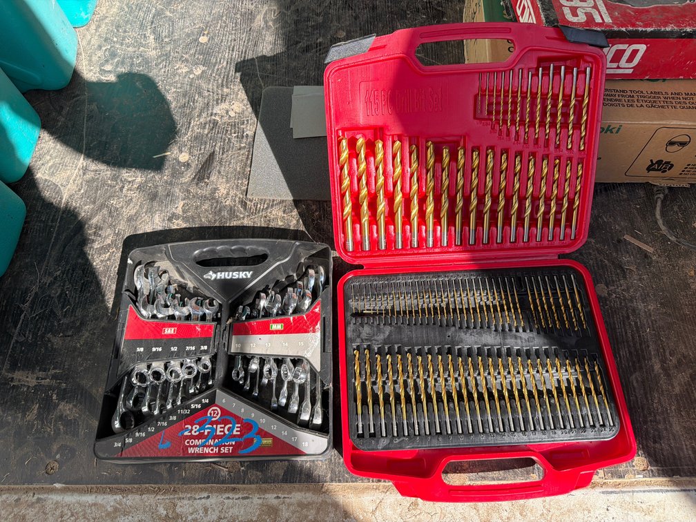 drill bits, end wrenches