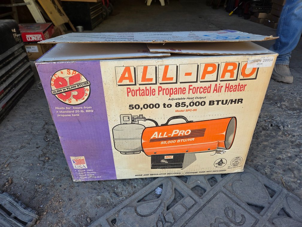 All Pro 85k btu propane space heater new in box