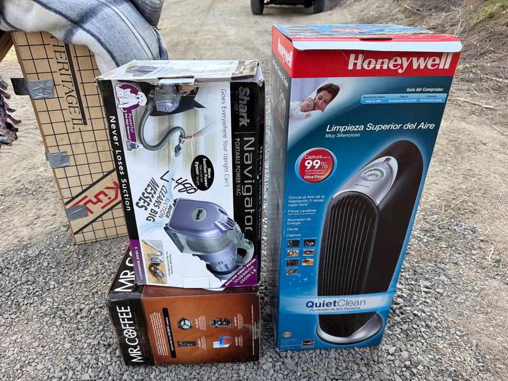 air purifier, vacuum, coffee maker