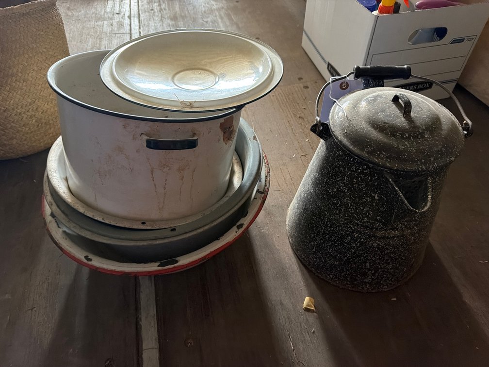 granite ware, stock pot, coffee pot
