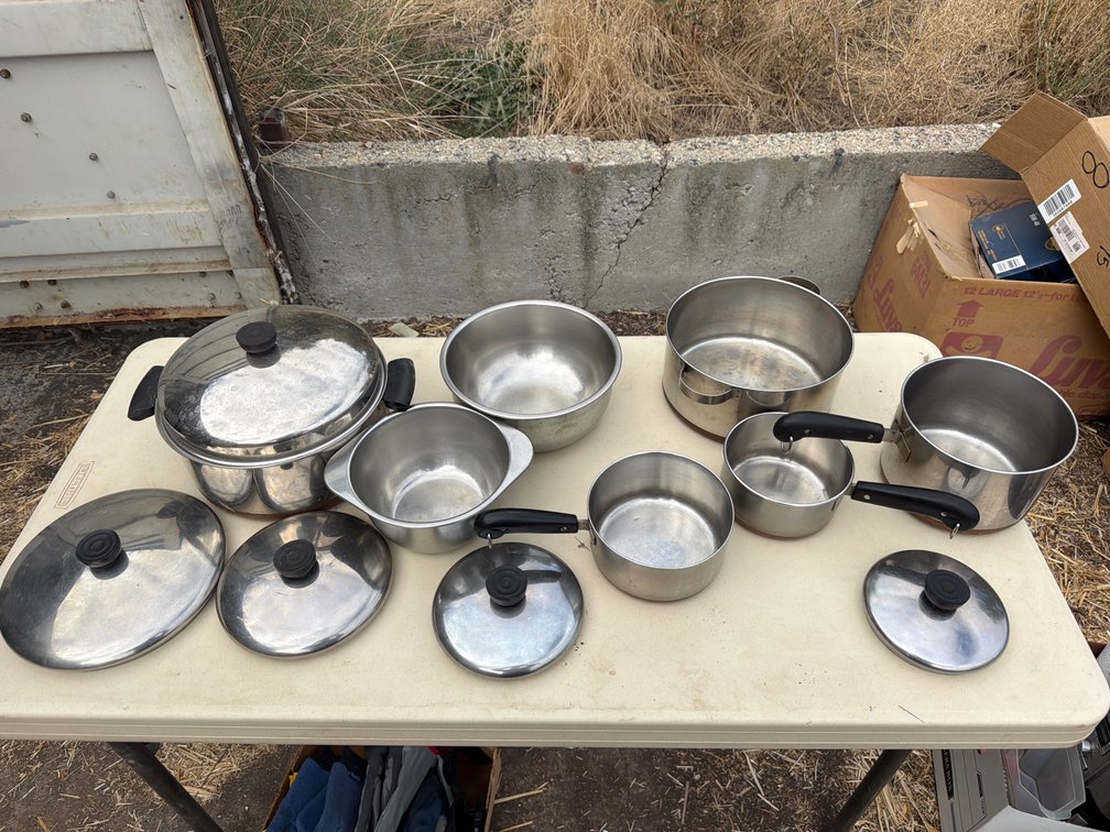Revere Ware pots, pans