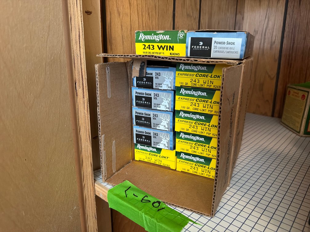 10 boxes 243 ammo,  and 2 partial