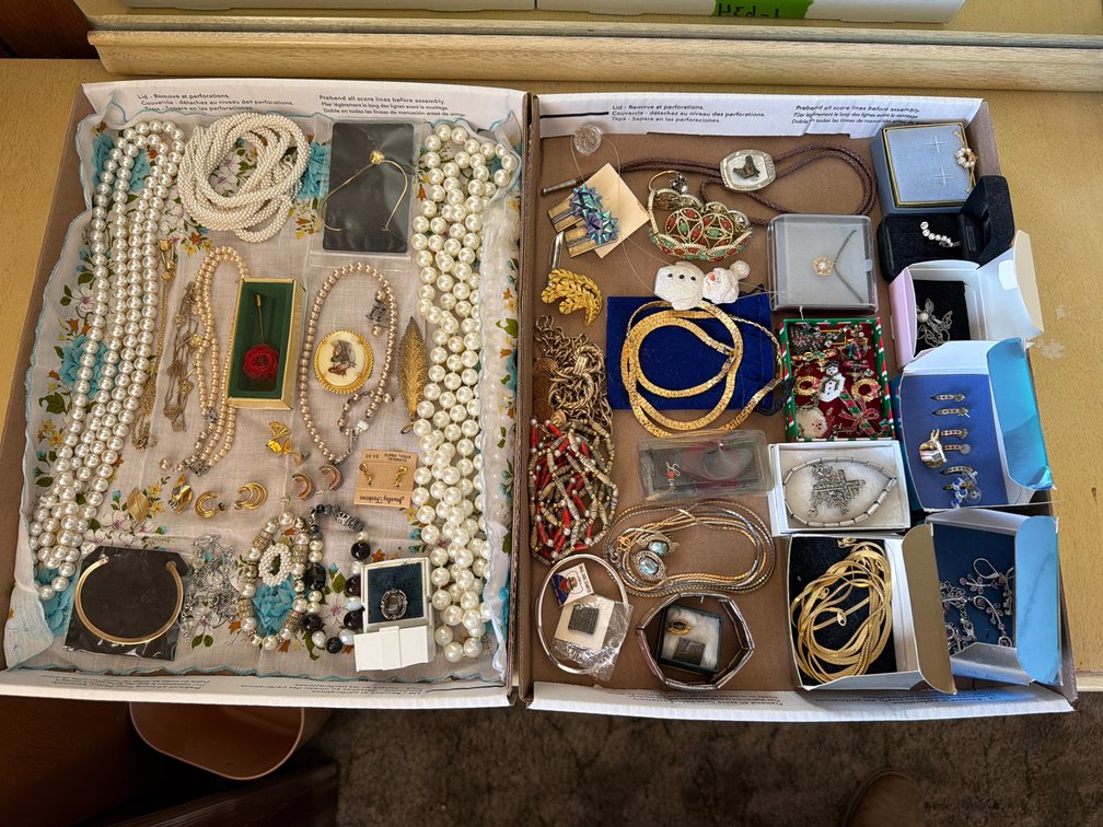 2 boxes costume jewelry