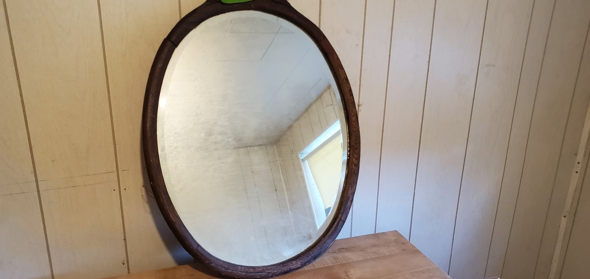 oval beveled edge mirror w/frame