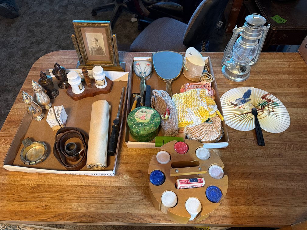 poker chips, salt shakers, nick nacks