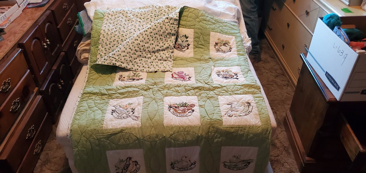 hand stitched state bird quilt