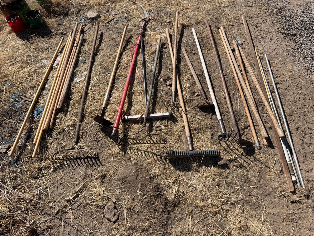 weed hook, hoes, handles