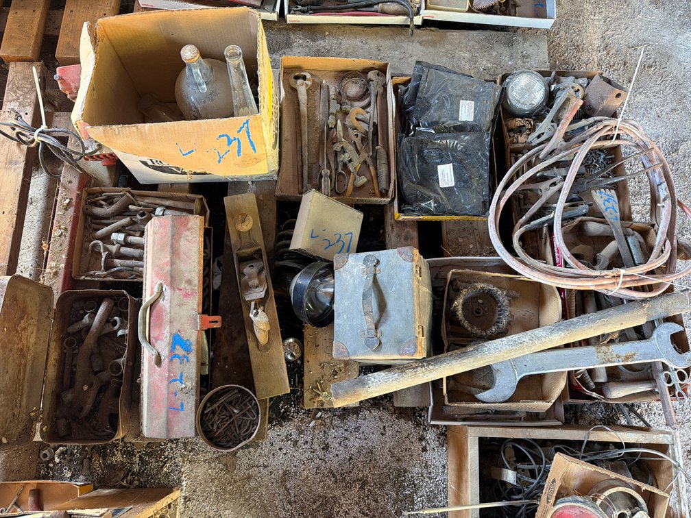 tire chains tool, antique end wrenches,  assorted tools