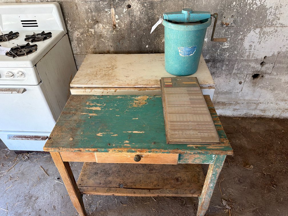 drop leaf table, wash stand, ice cream maker