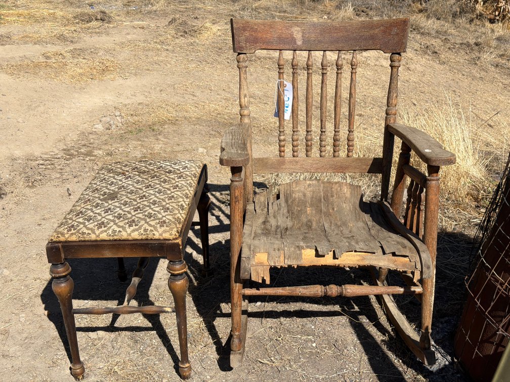 piano bench, rocking chair