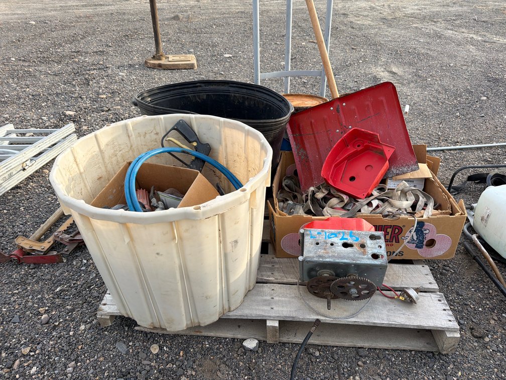 sickle sections, hand cart, winch, nails