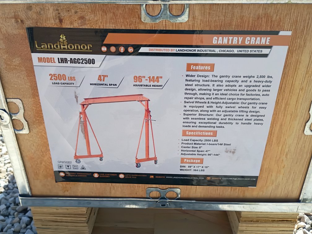 Landhonor 2500 lbs Gantry Crane