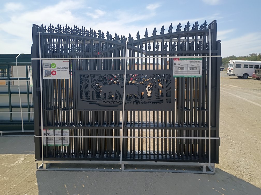 KJ 7'x20' Metal Farm Driveway Gate (deer) [damaged]