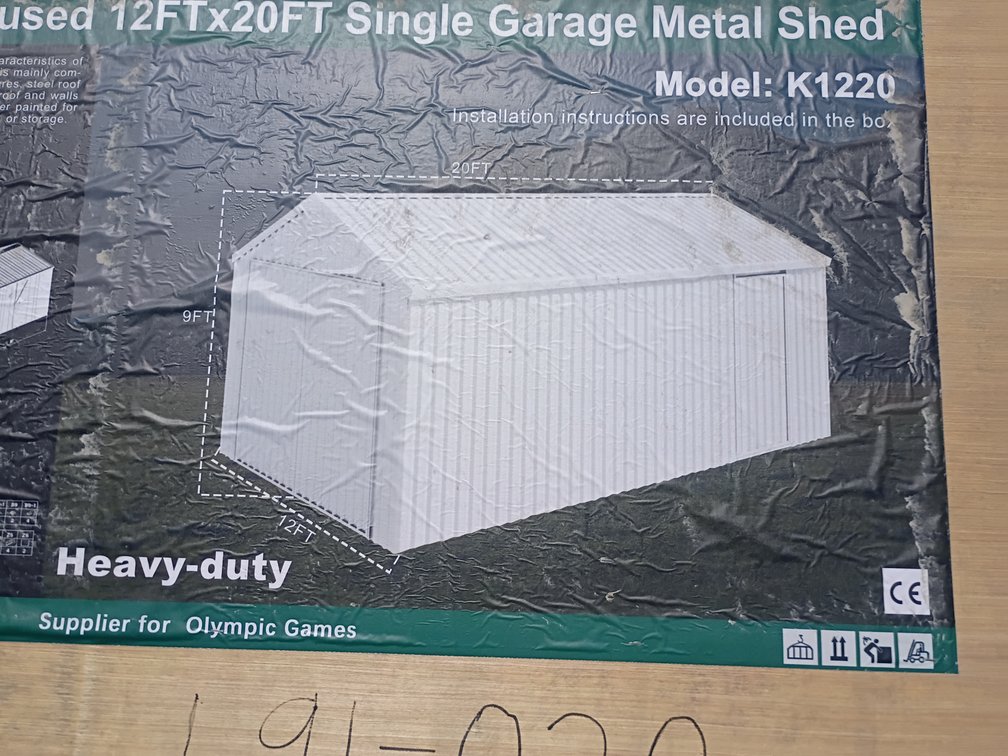 KJ 12'x20' Single Garage Metal Shed