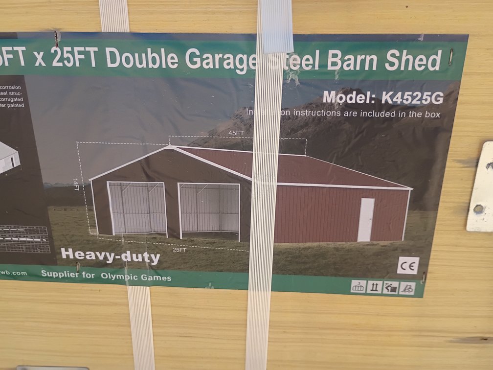 KJ 45'x25' Double Garage Steel Barn Shed