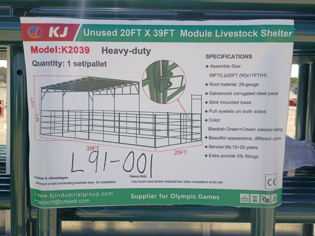 KJ 20'x39' Module Livestock Shelter