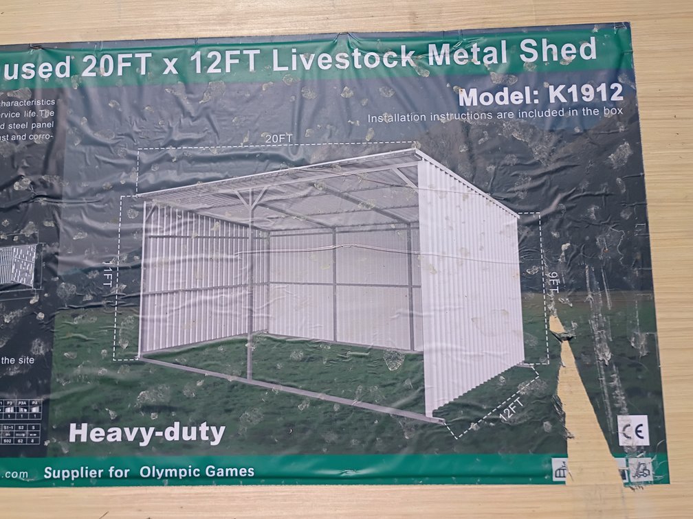 KJ 20'x12' Livestock Metal Shed [damaged]