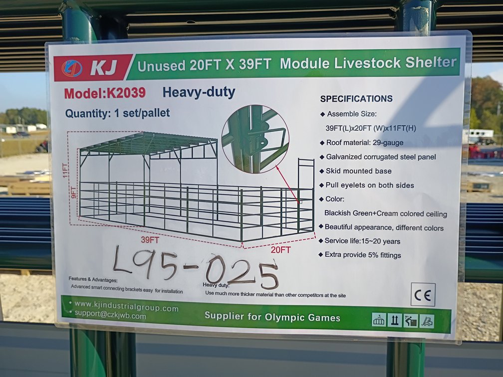 KJ 20'x39' Module Livestock Shelter