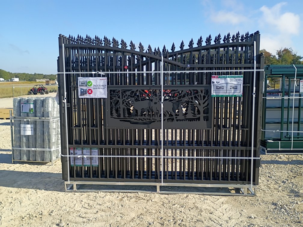 KJ 7'x20' Metal Farm Driveway Gate (deer) [damaged]