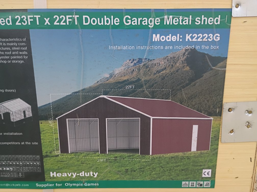 KJ 23'x22' Double Garage Metal Shed