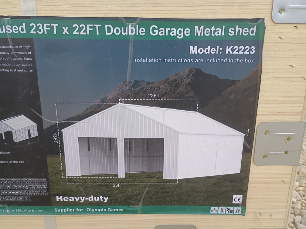 KJ 23'x22' Double Garage Metal Shed
