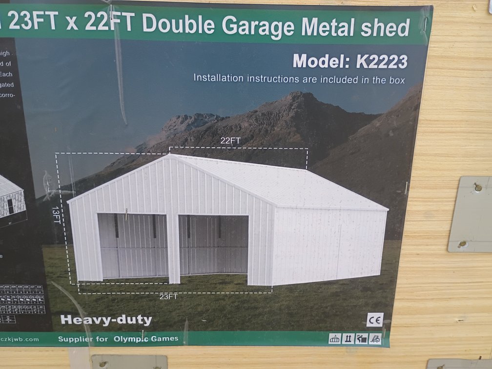KJ 23'x22' Double Garage Metal Shed