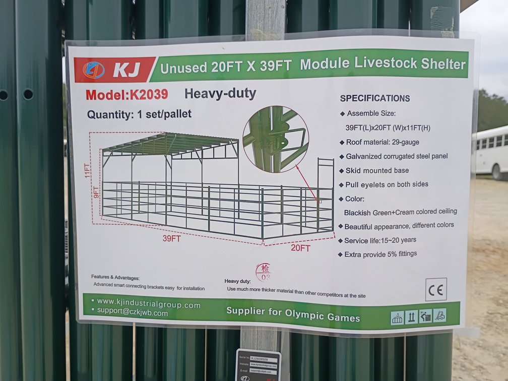 KJ 20'x39' Module Livestock Shelter