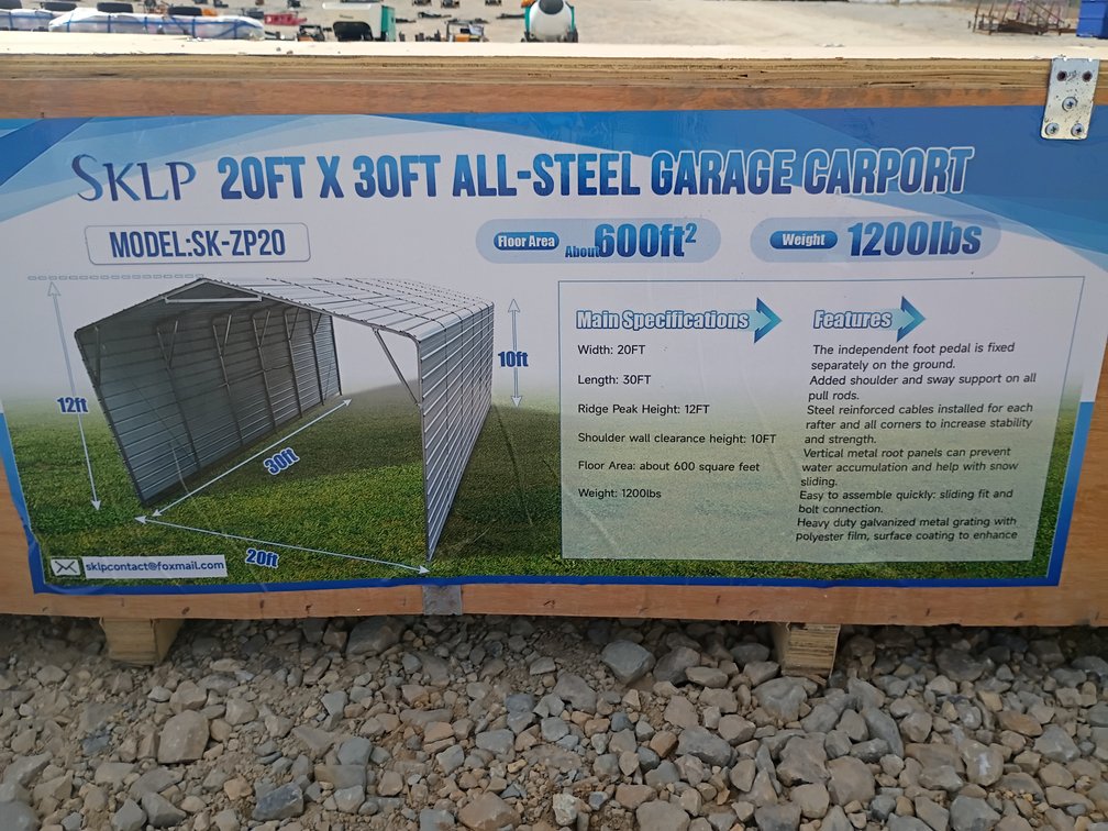 SKLP 20'x30' All-Steel Garage Carport