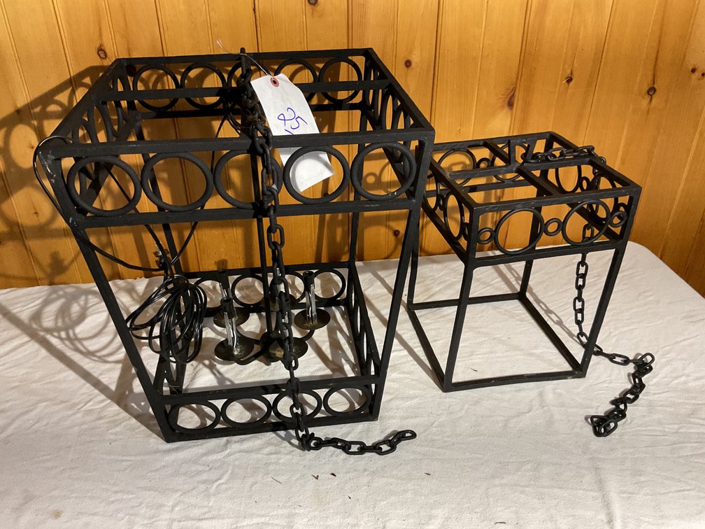 Heavy duty square metal hanging lights 2 pcs
