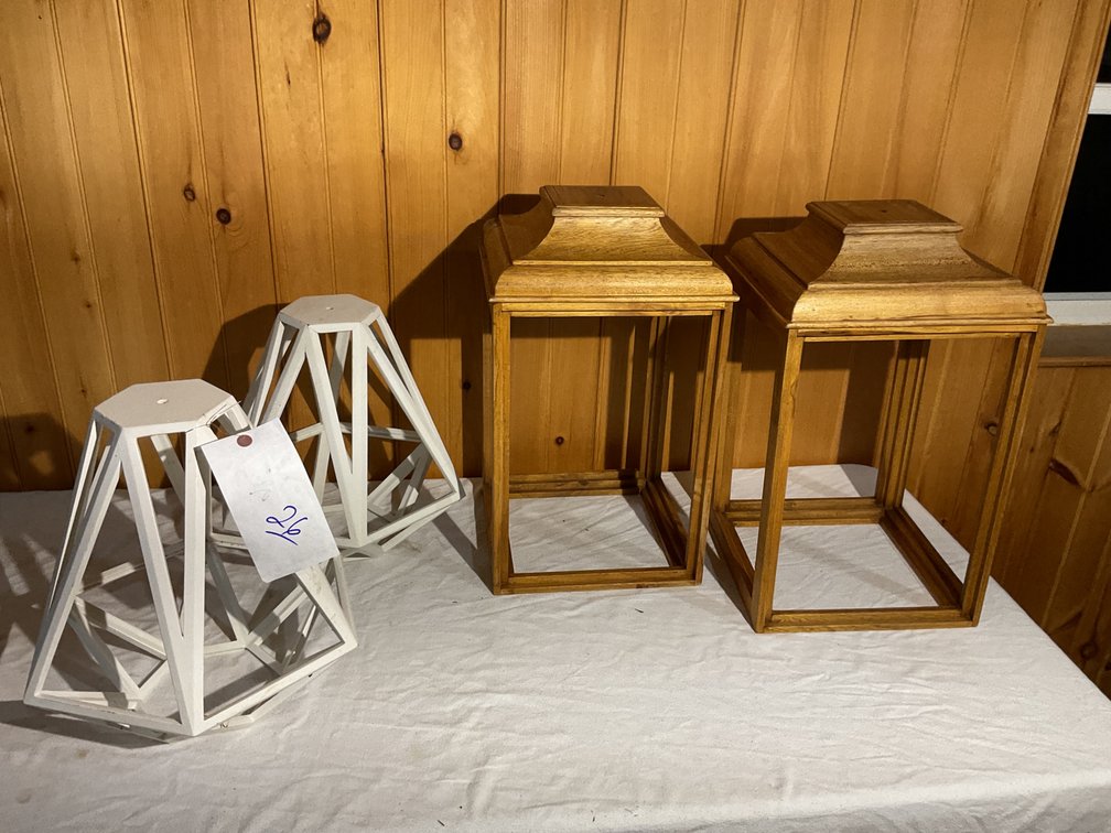 4 hanging wooden light boxes