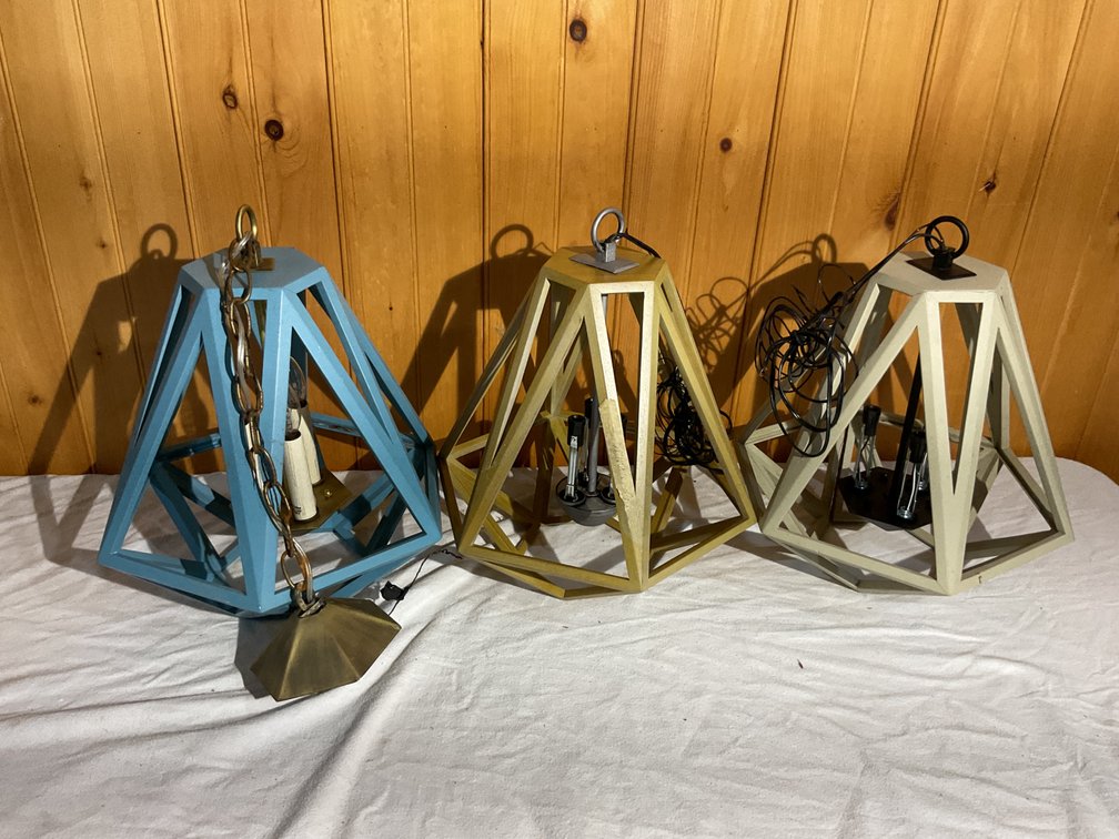 Decorative wooden hanging lights 3 pcs
