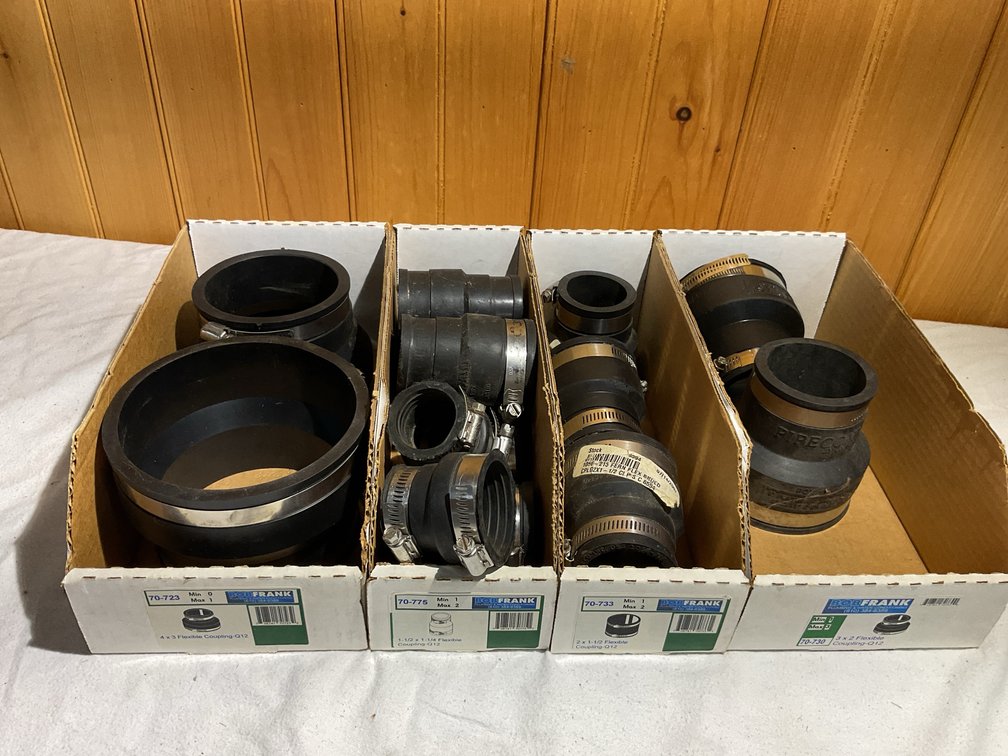 4 boxes Fernco reducing couplers