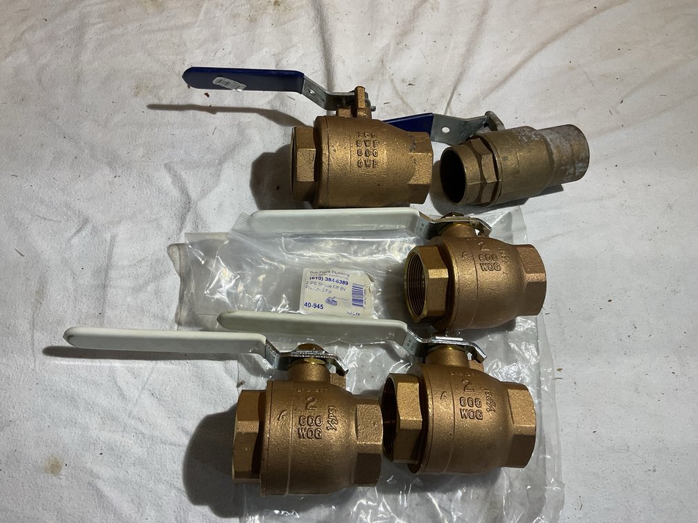 5 pcs, 2” brass ball valves
