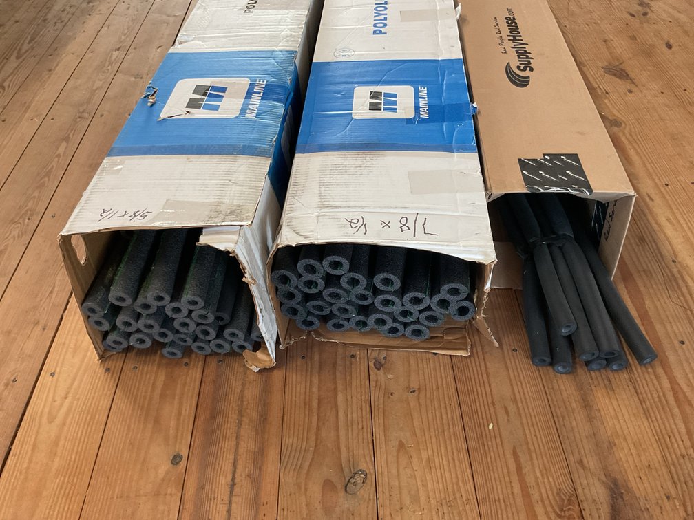 3 boxes pipe insulation, 72” long