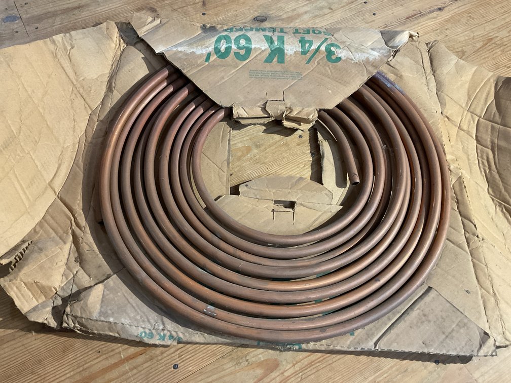 3/4” copper tube, full roll of 60’