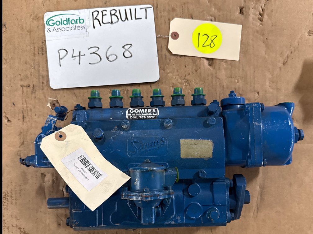 P4368 (SPE4A75S647; SPE4A7SS527) Rebuilt Simms Injection Fuel Pump Fits 1962 Fordson Super Major Diesel Engine