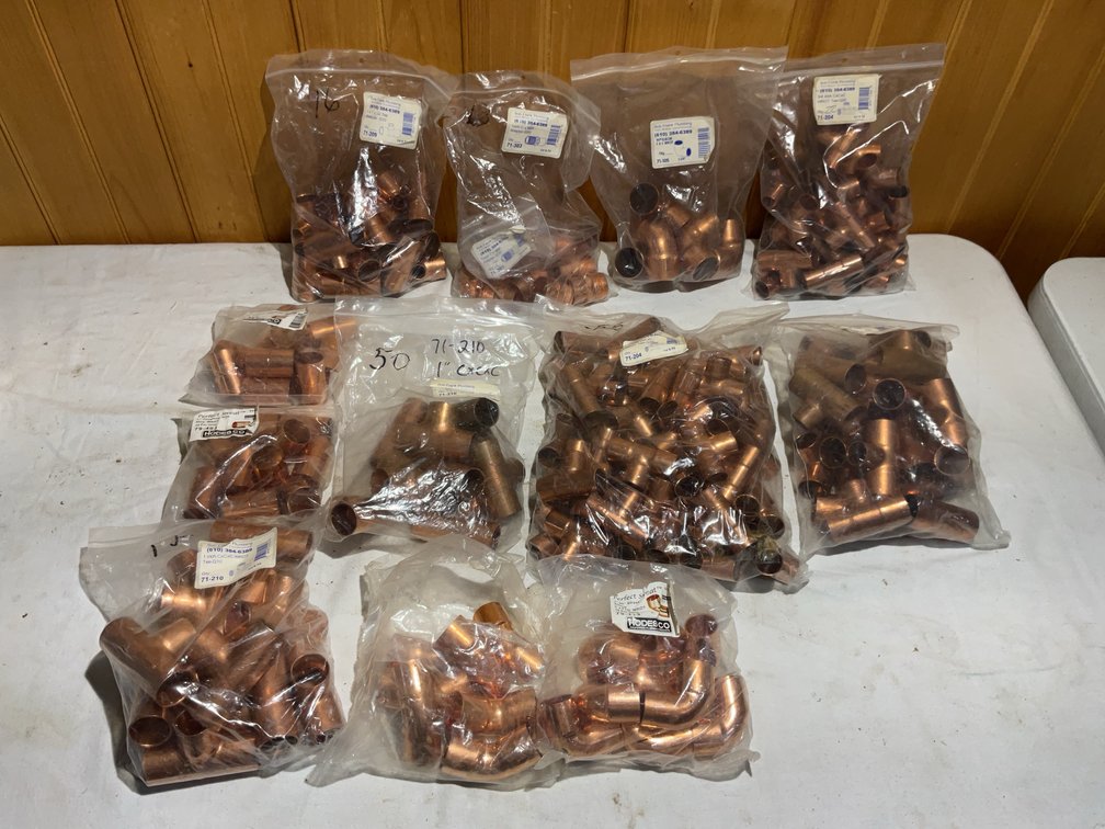 12 bags miscellaneous sizes and styles copper fittings