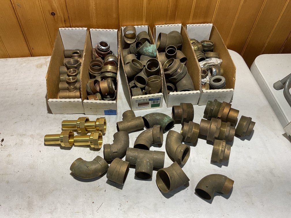 Misc brass in 1”, 1 1/4”, 1 1/2”, 2” sizes