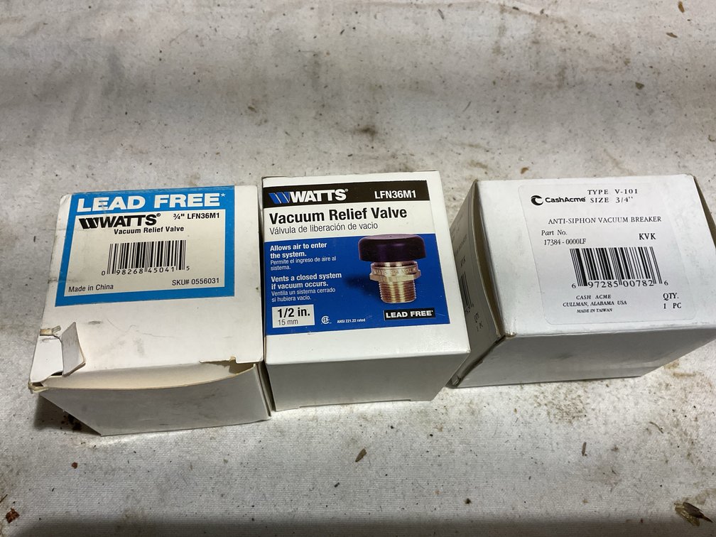 3 valves/breakers, new