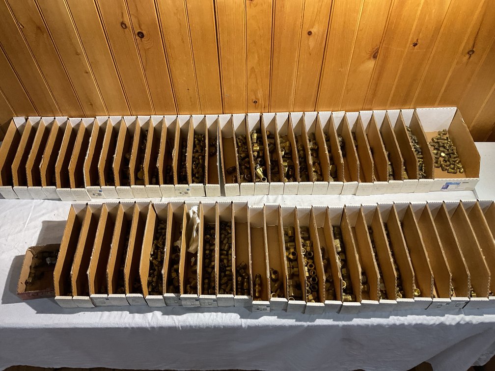 Very large amount brass flare fittings